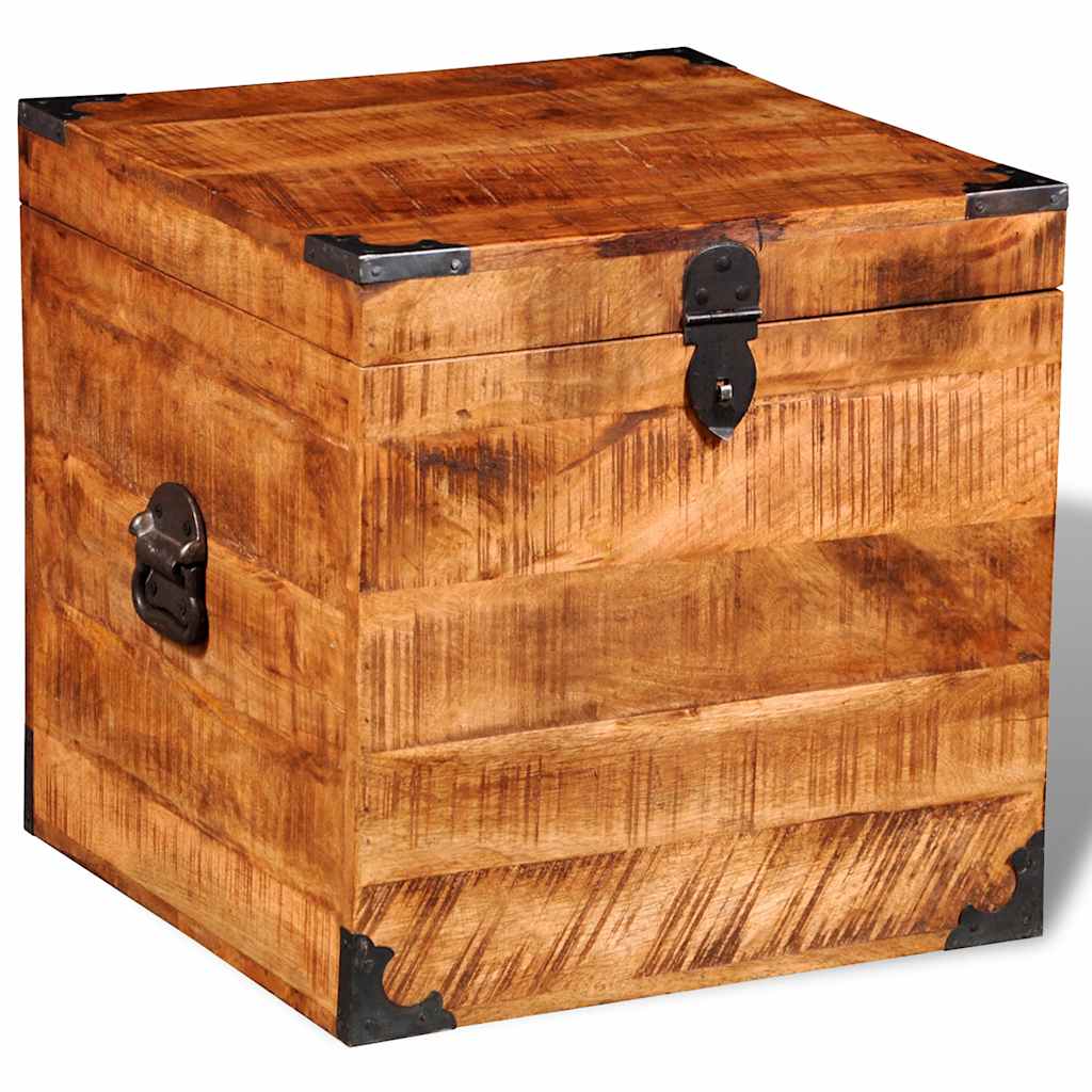 Coffre de rangement cubique Bois de manguier brut