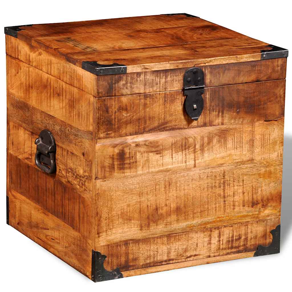 Coffre de rangement cubique Bois de manguier brut