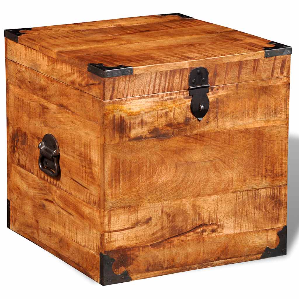 Coffre de rangement cubique Bois de manguier brut