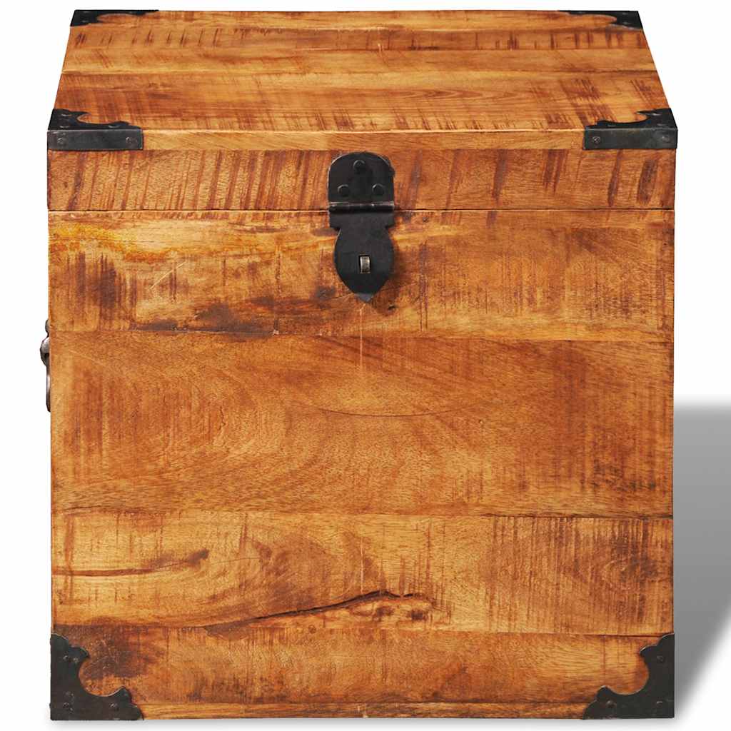 Coffre de rangement cubique Bois de manguier brut