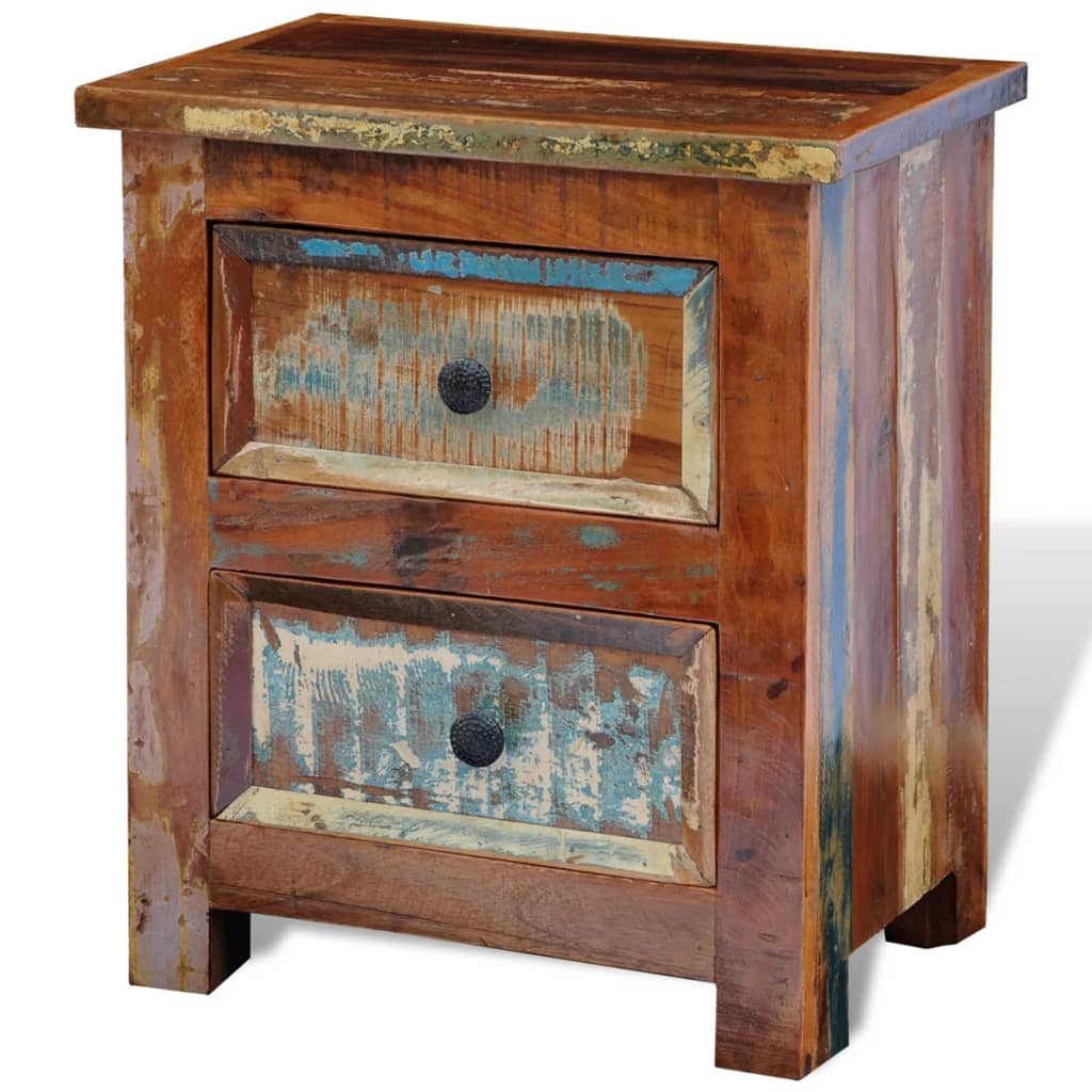 Table de chevet avec 2 tiroirs Bois massif recyclé - XIOS