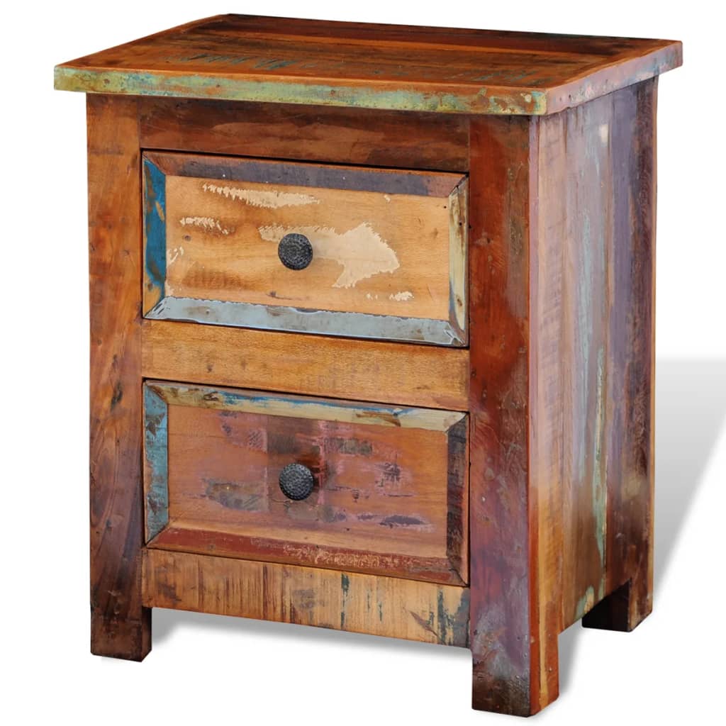 Table de chevet avec 2 tiroirs Bois massif recyclé - XIOS