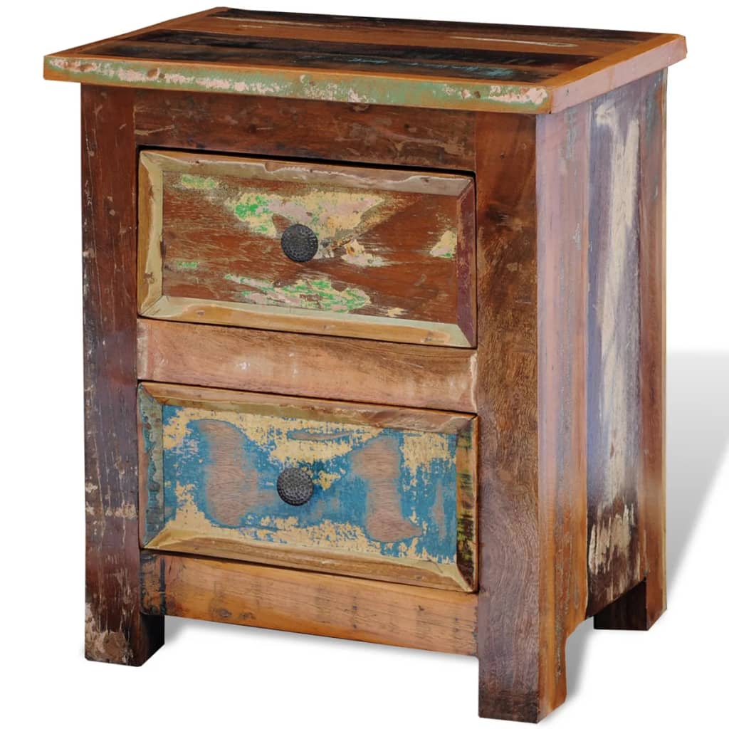 Table de chevet avec 2 tiroirs Bois massif recyclé - XIOS