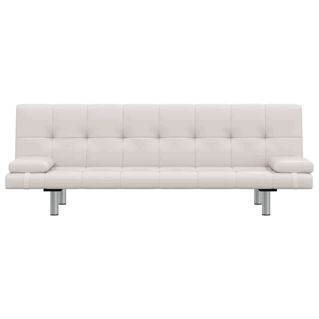 Canapé-lit réglable avec deux oreillers Similicuir Blanc crème - XIOS