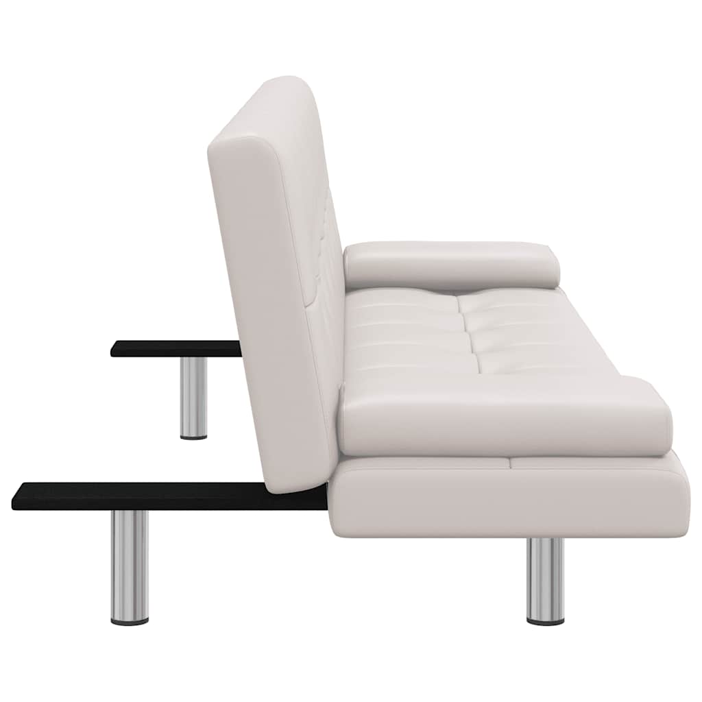 Canapé-lit réglable avec deux oreillers Similicuir Blanc crème - XIOS