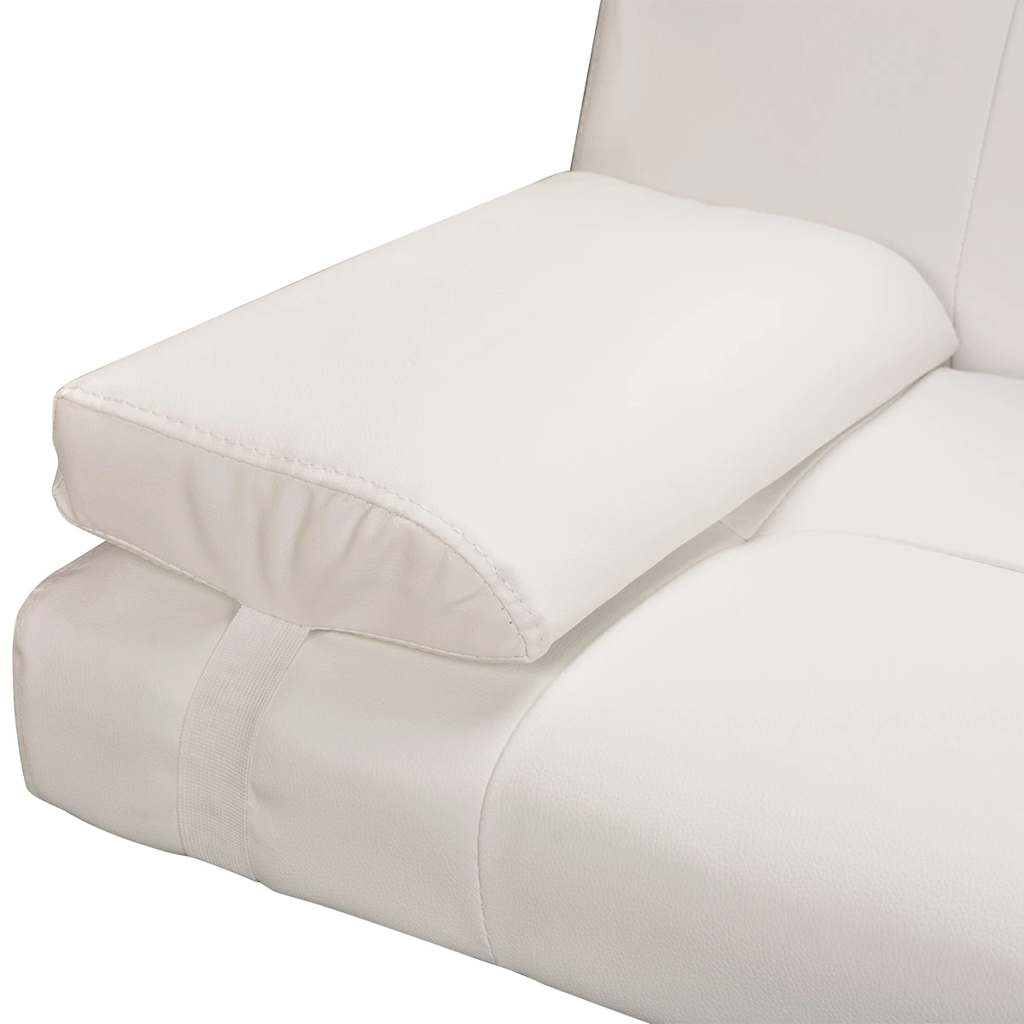 Canapé-lit réglable avec deux oreillers Similicuir Blanc crème - XIOS