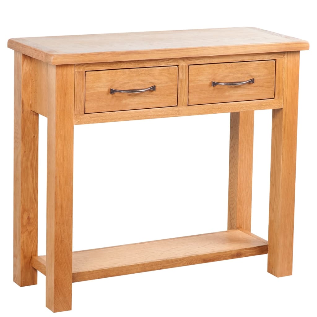 Table console avec 2 tiroirs 83x30x73 cm Bois de chêne massif - XIOS