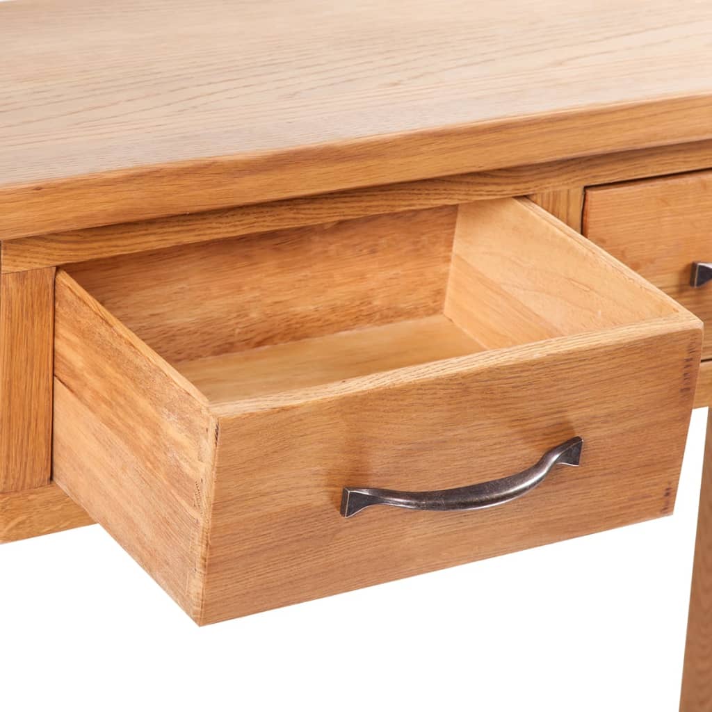 Table console avec 2 tiroirs 83x30x73 cm Bois de chêne massif - XIOS