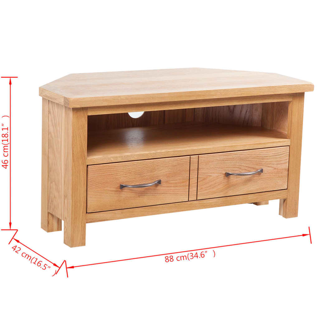 Meuble TV avec tiroir 88 x 42 x 46 cm Bois de chêne solide - XIOS