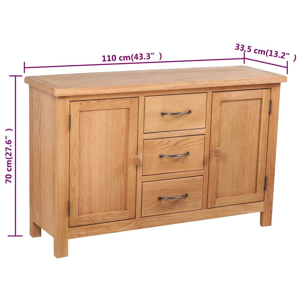 Buffet avec 3 tiroirs 110 x 33,5 x 70 cm Bois de chêne massif - XIOS