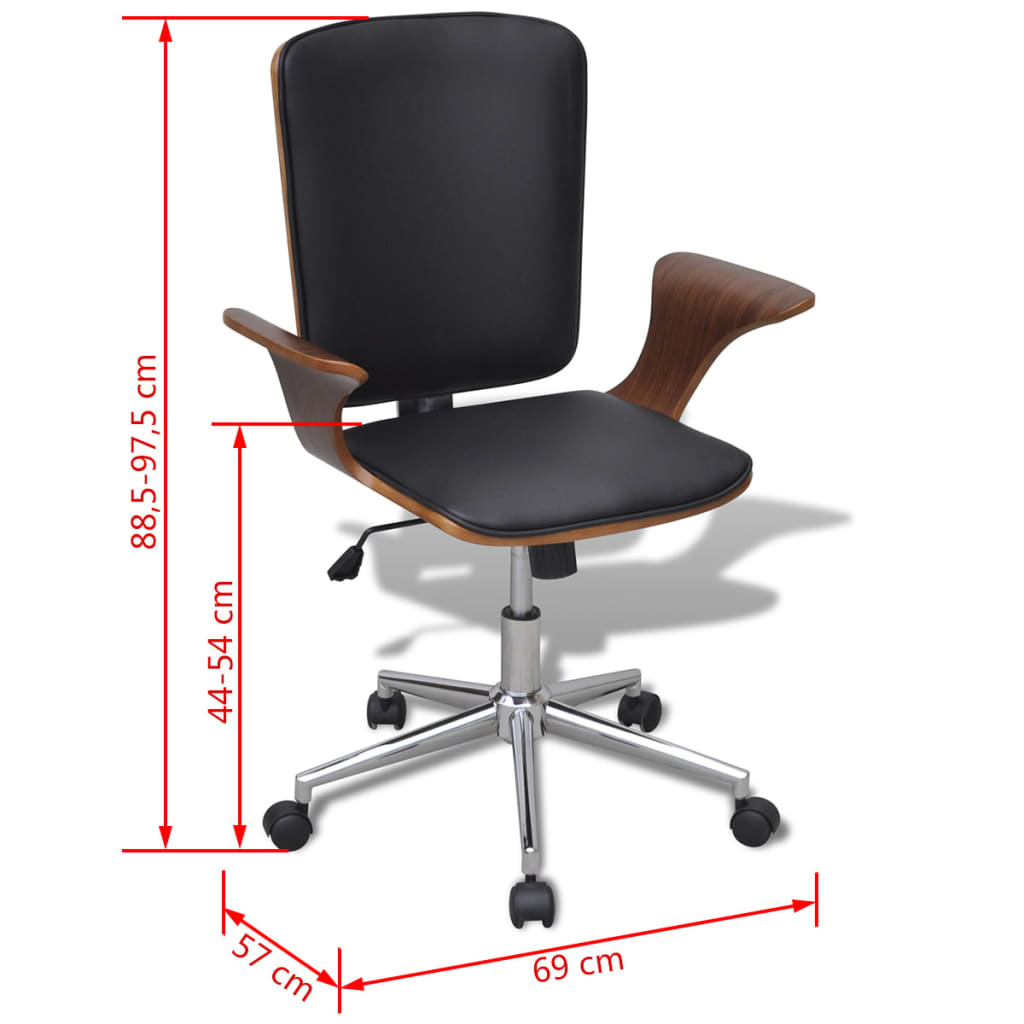 Chaise de bureau Bois courbé avec tapisserie en similicuir - XIOS