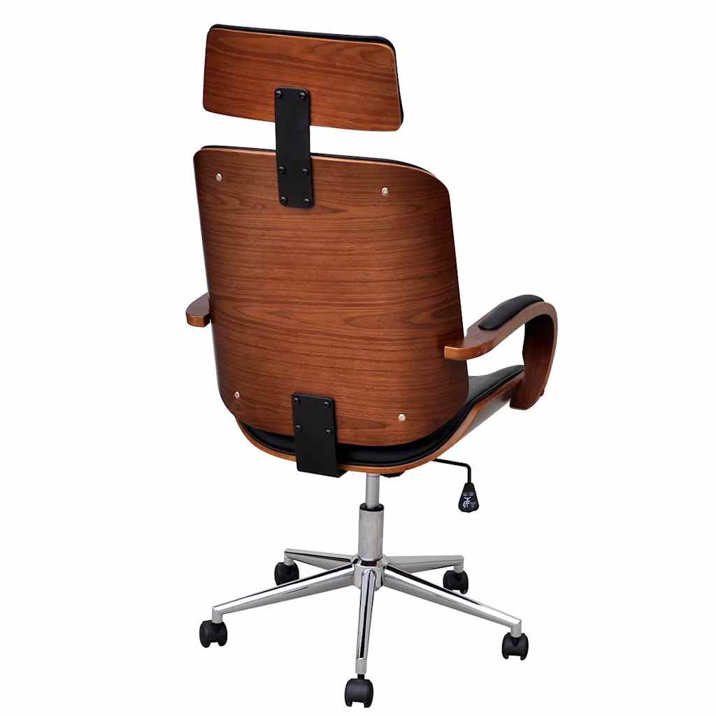 Chaise de bureau avec appuie-tête Bois cintré Similicuir