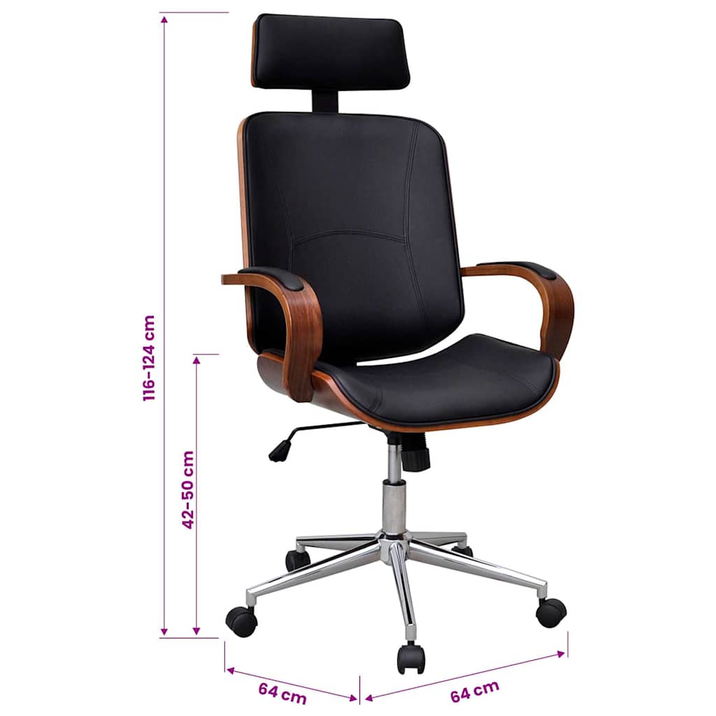Chaise de bureau avec appuie-tête Bois cintré Similicuir - XIOS