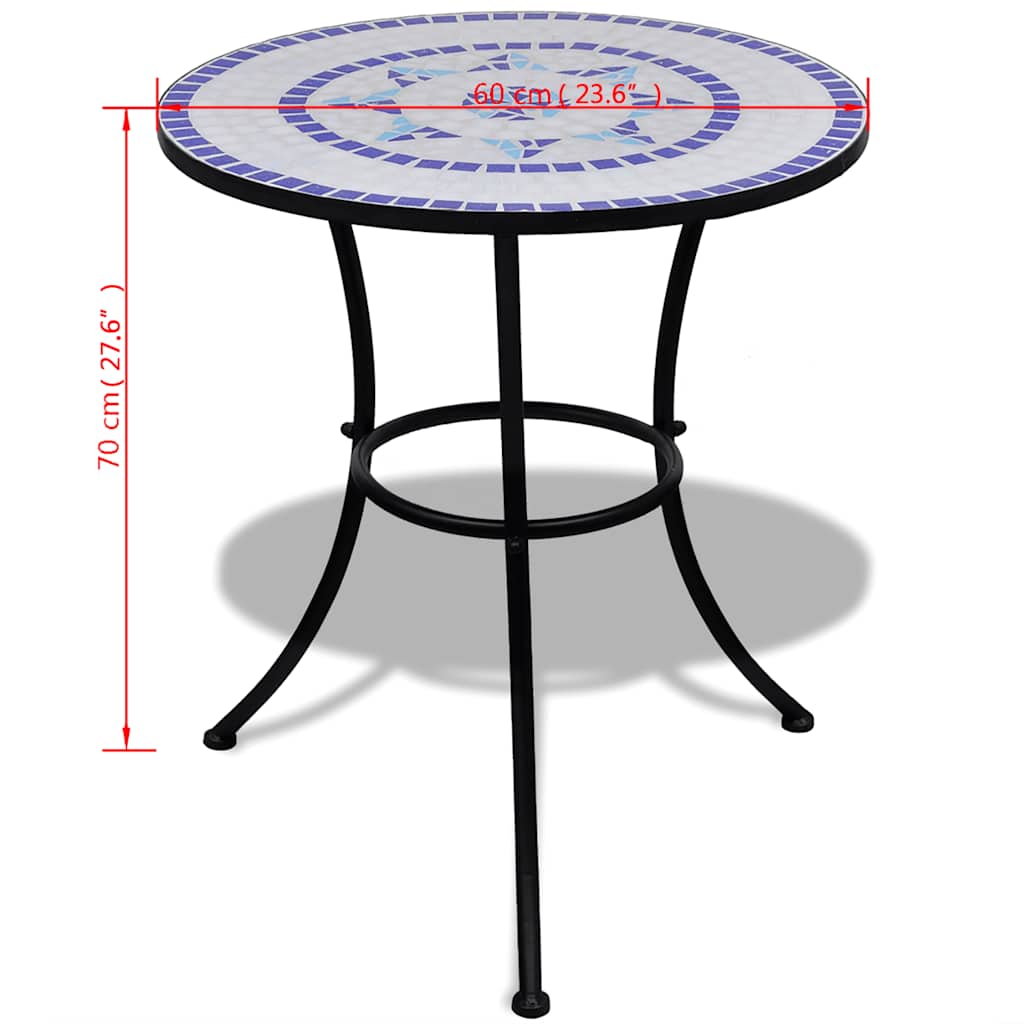 Ensemble de bistro 3 pcs Carreaux céramiques Bleu et blanc