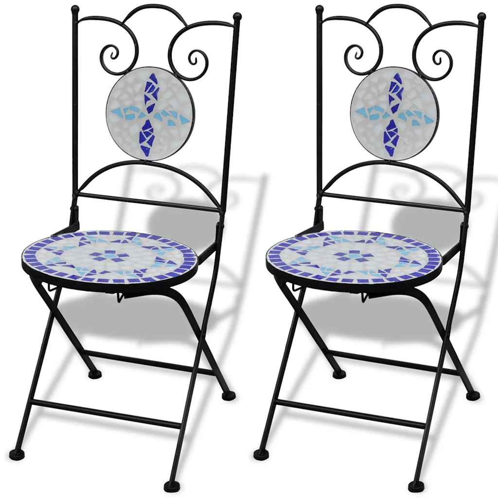 Ensemble de bistro 3 pcs Carreaux céramiques Bleu et blanc
