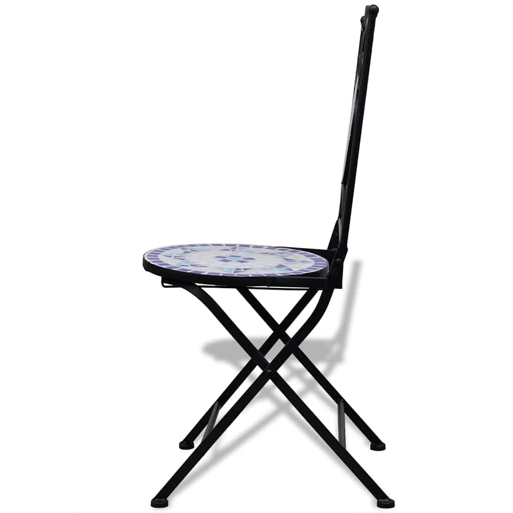 Ensemble de bistro 3 pcs Carreaux céramiques Bleu et blanc