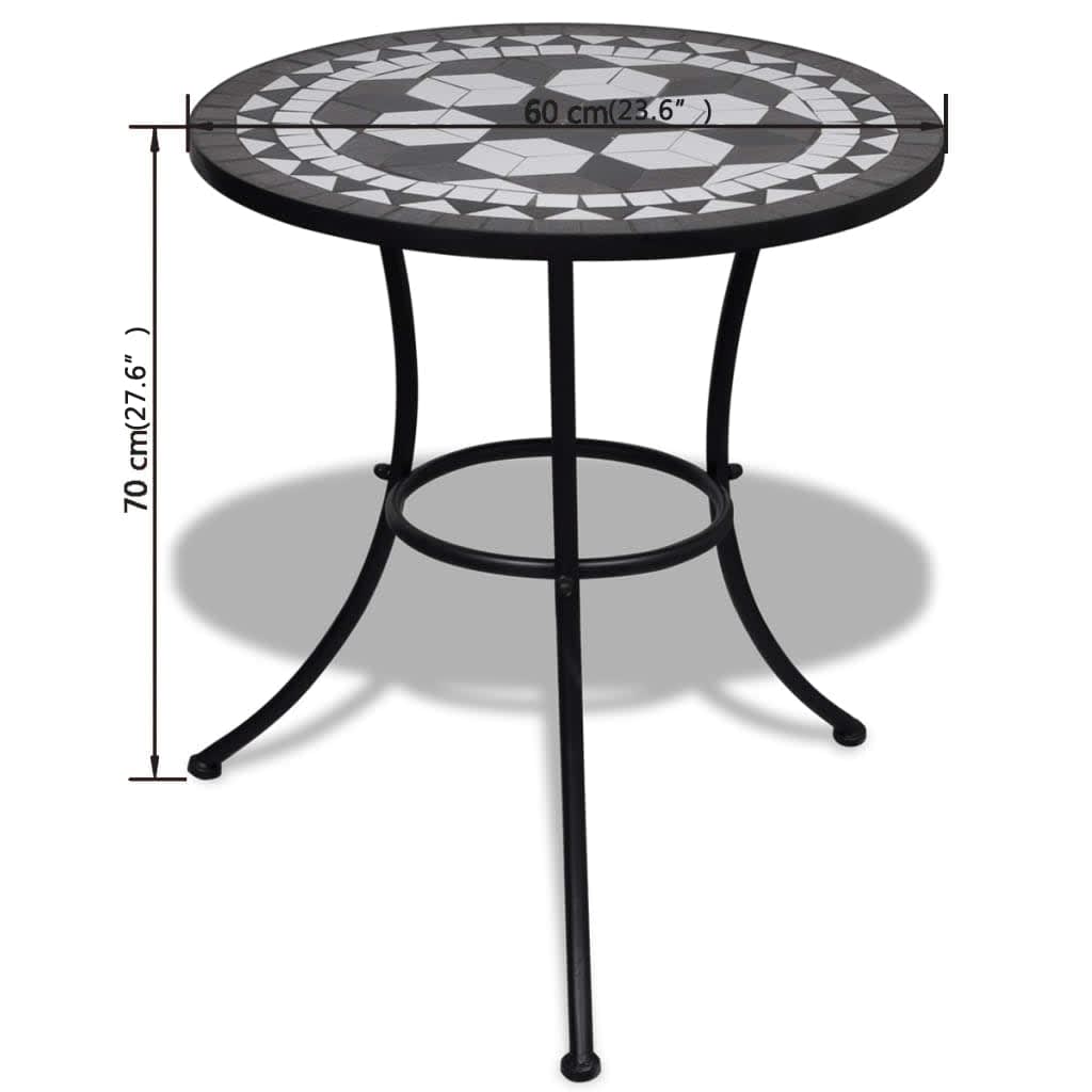 Mobilier de bistro 3 pcs Carreaux céramiques Noir et blanc