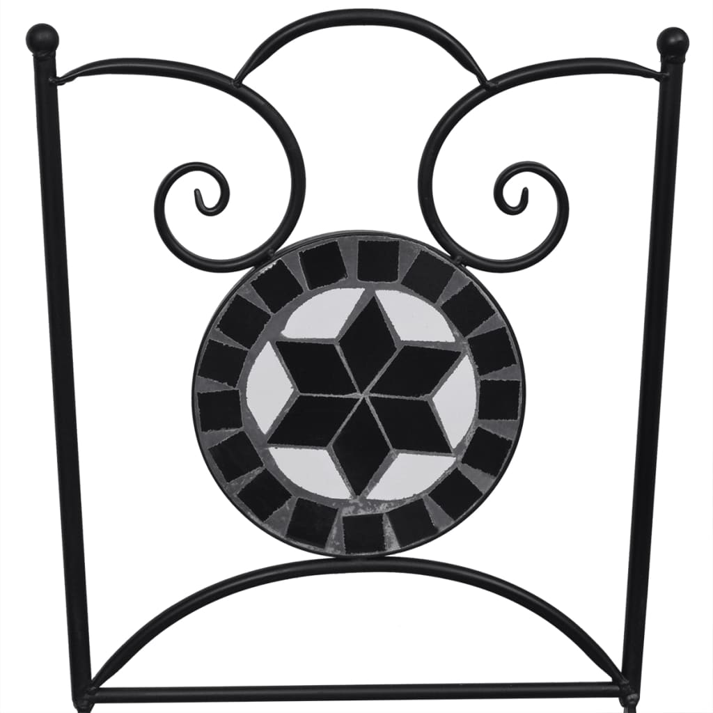 Mobilier de bistro 3 pcs Carreaux céramiques Noir et blanc