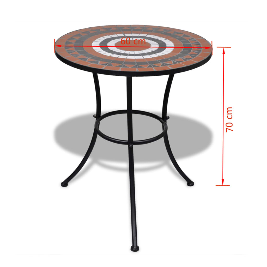 Mobilier de bistro 3 pcs Carreau céramique Terre cuite et blanc