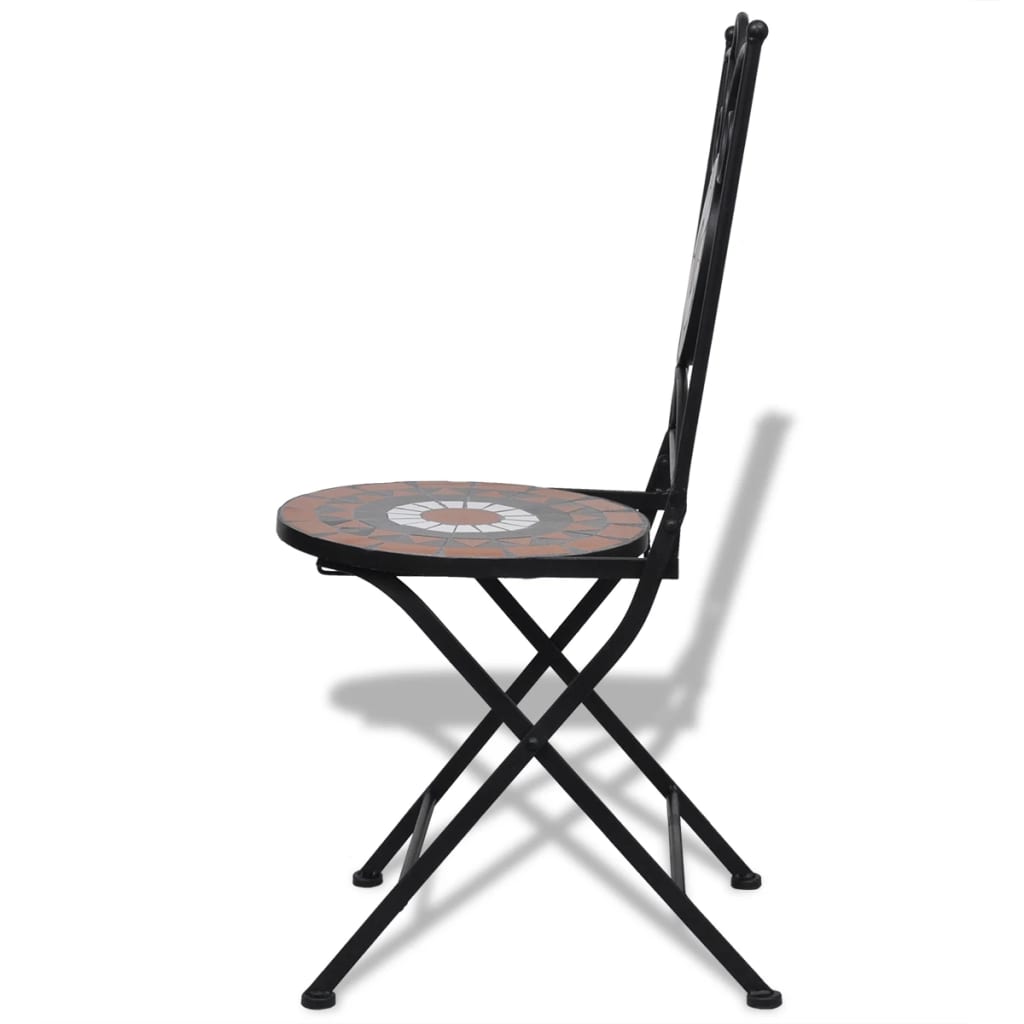 Mobilier de bistro 3 pcs Carreau céramique Terre cuite et blanc