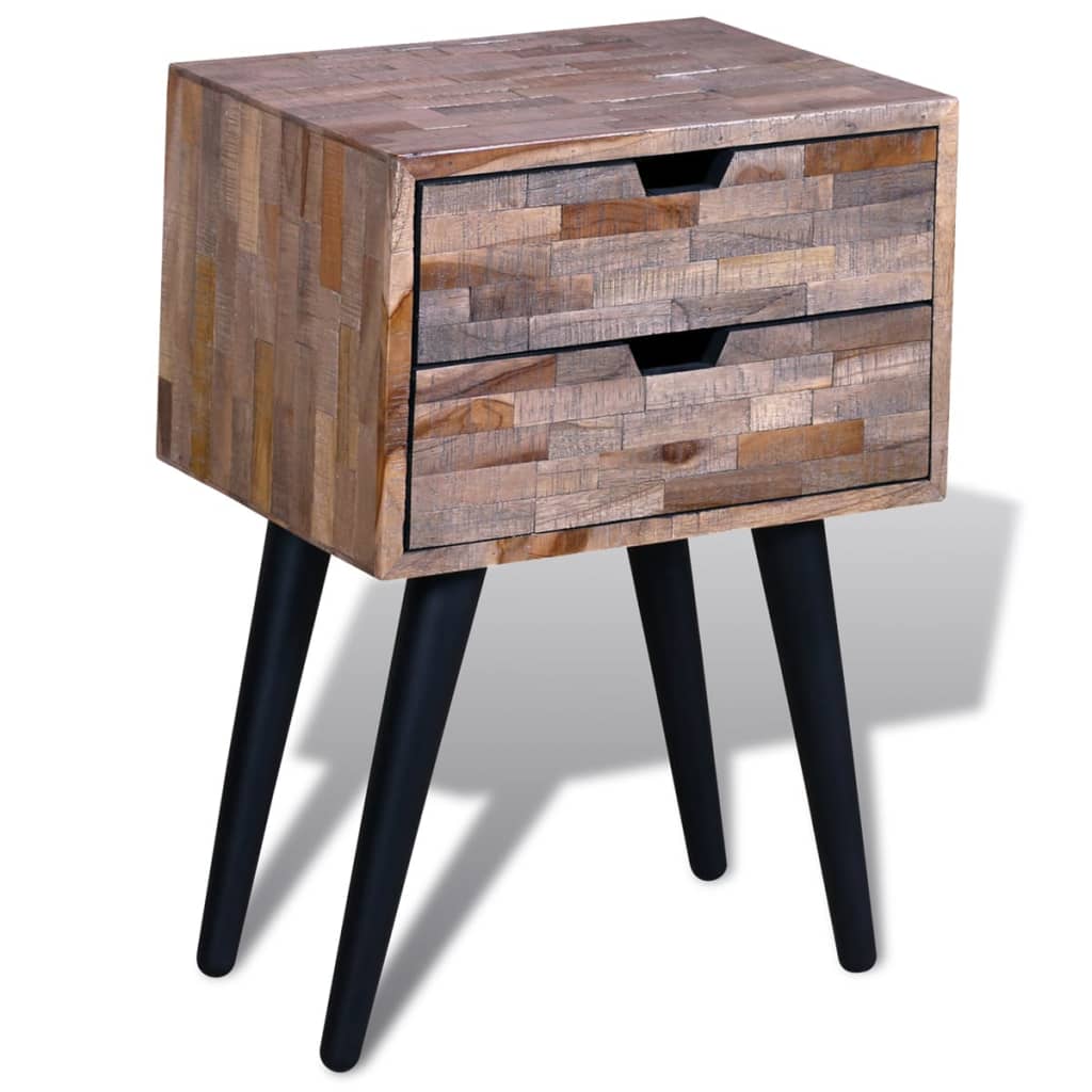 Table de chevet avec 2 tiroirs Bois de teck recyclé - XIOS