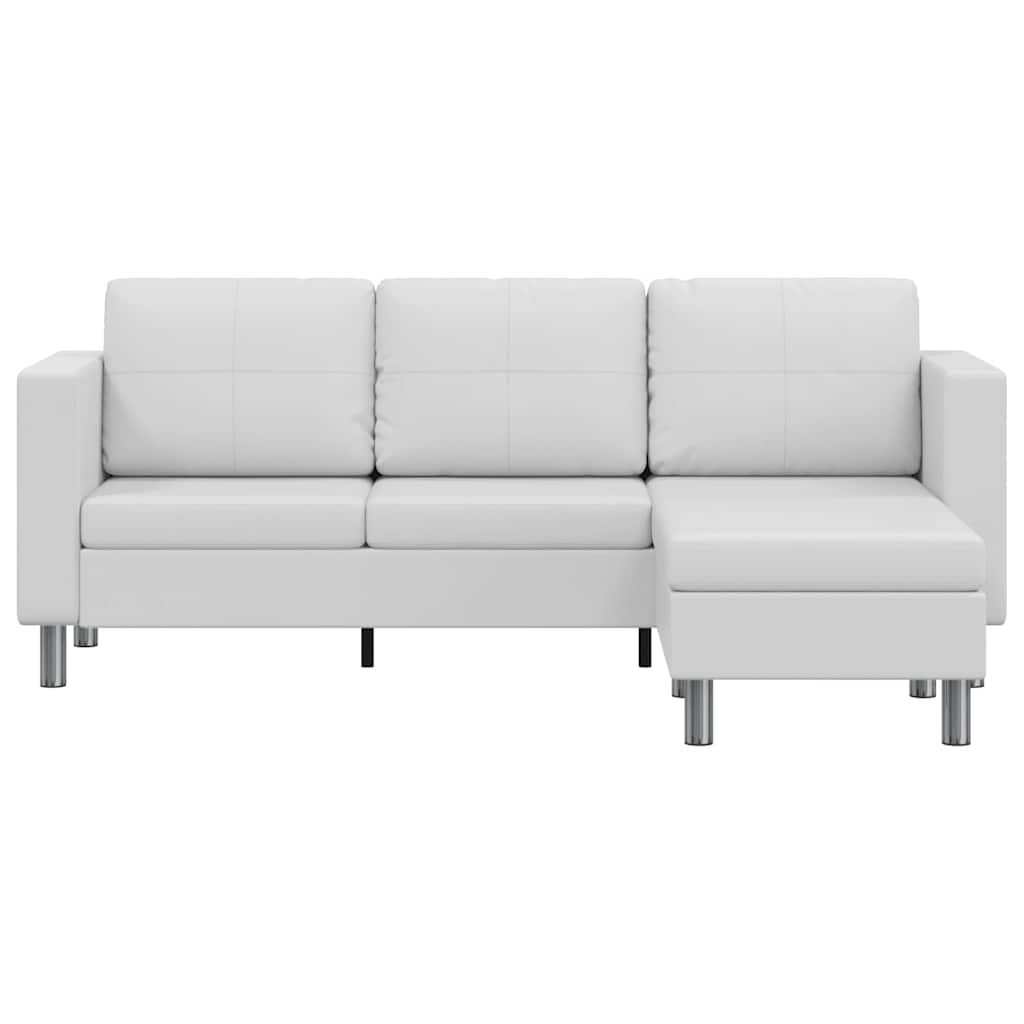 Canapé sectionnel à 3 places cuir synthétique blanc