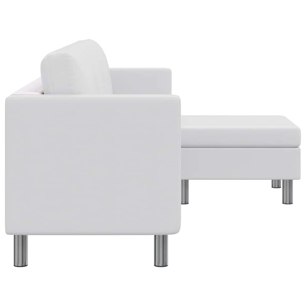 Canapé sectionnel à 3 places cuir synthétique blanc