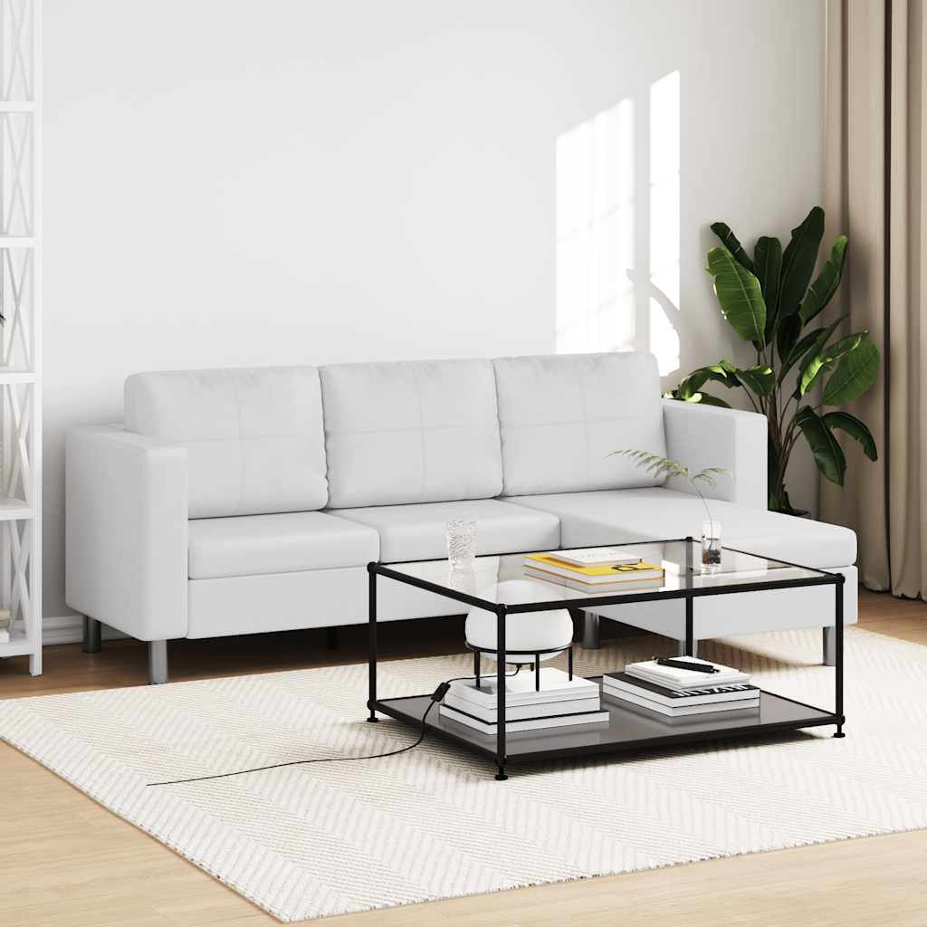 Canapé sectionnel à 3 places cuir synthétique blanc