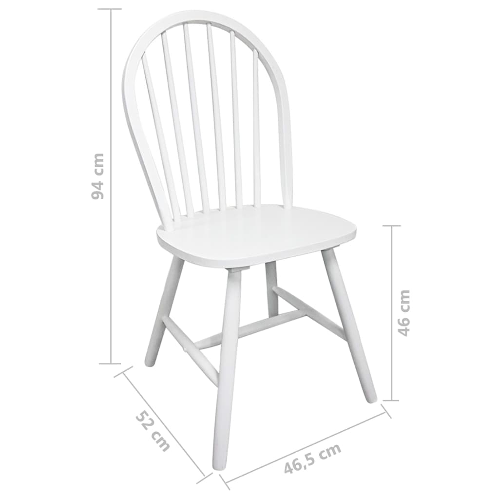 Chaises à manger lot de 2 blanc bois d'hévéa solide - XIOS