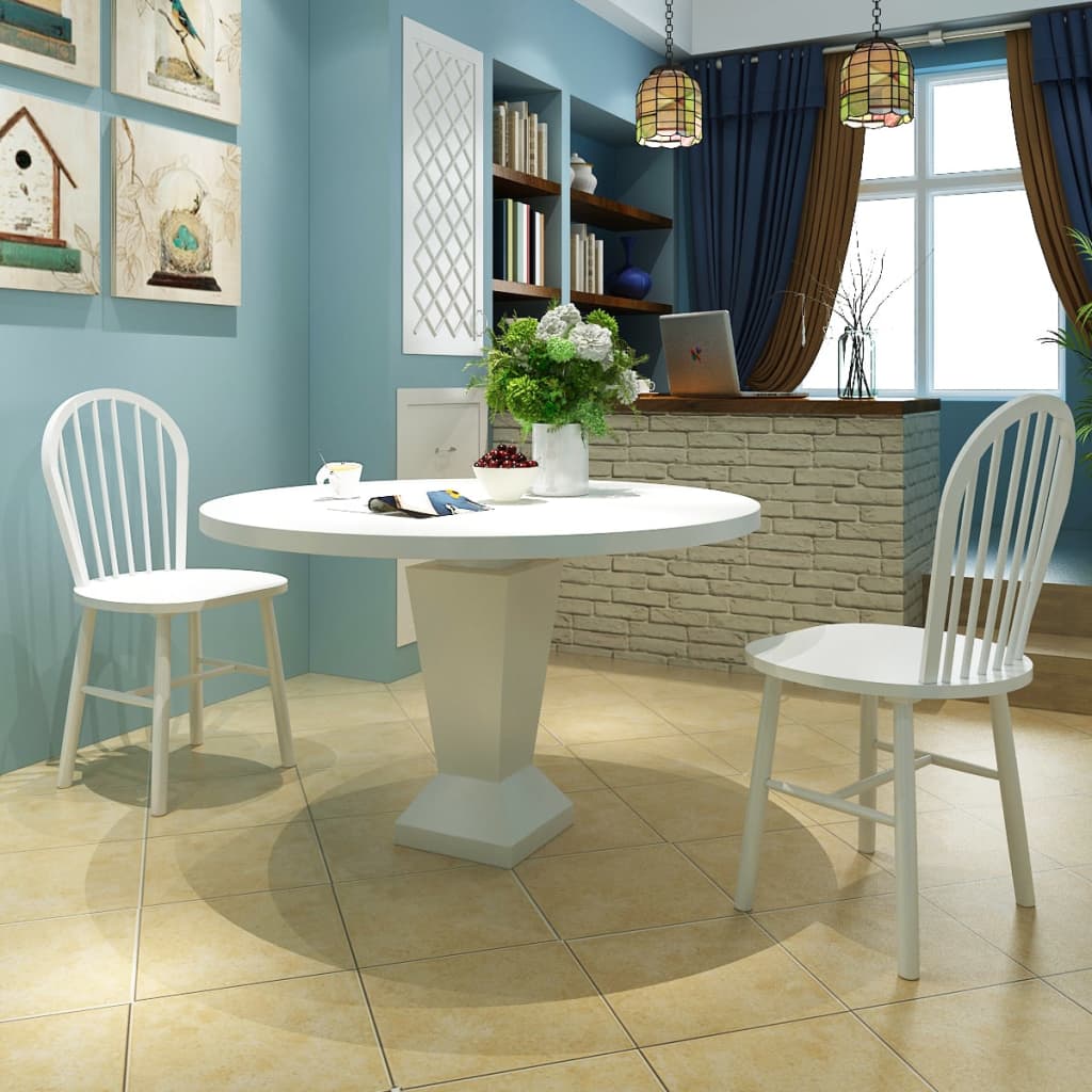 Chaises à manger lot de 2 blanc bois d'hévéa solide - XIOS