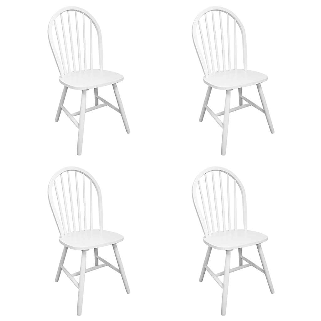 Chaises à manger lot de 4 blanc bois d'hévéa solide - XIOS