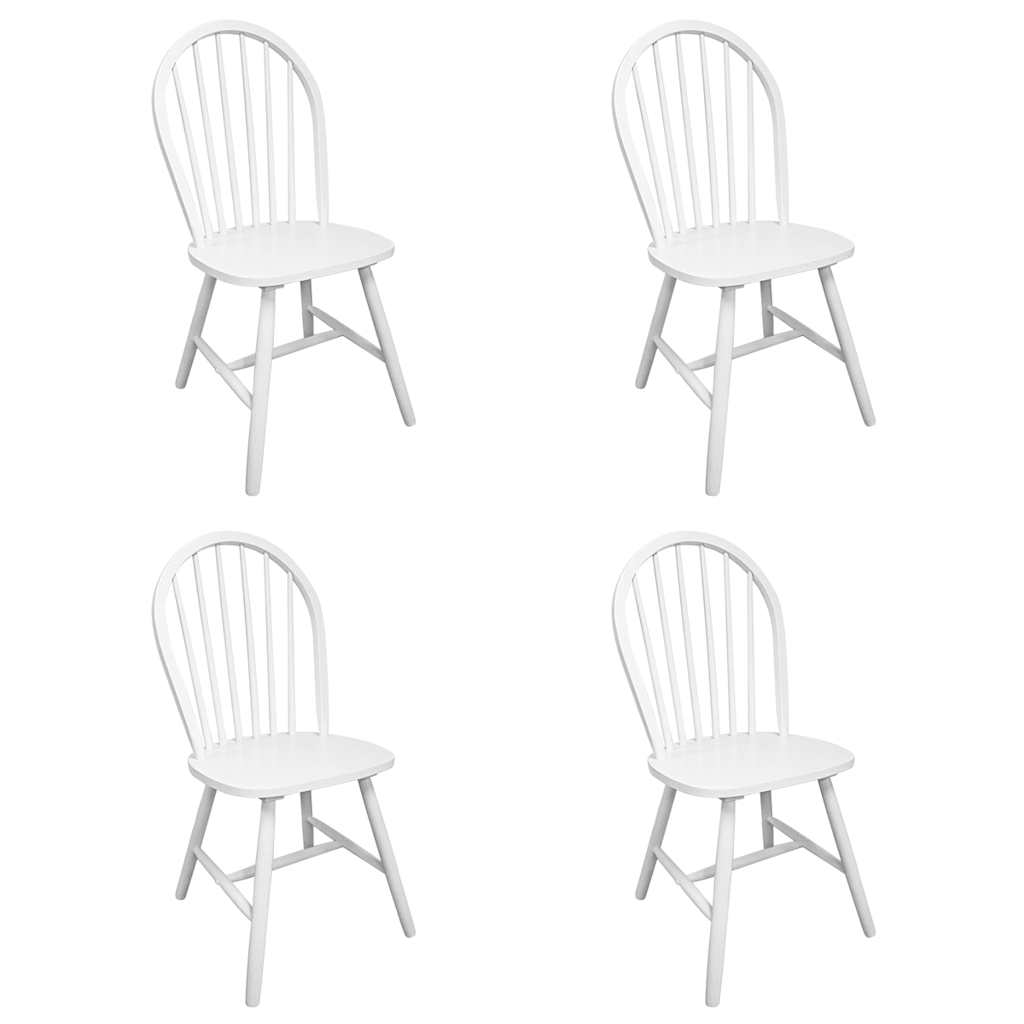 Chaises à manger lot de 4 blanc bois d'hévéa solide