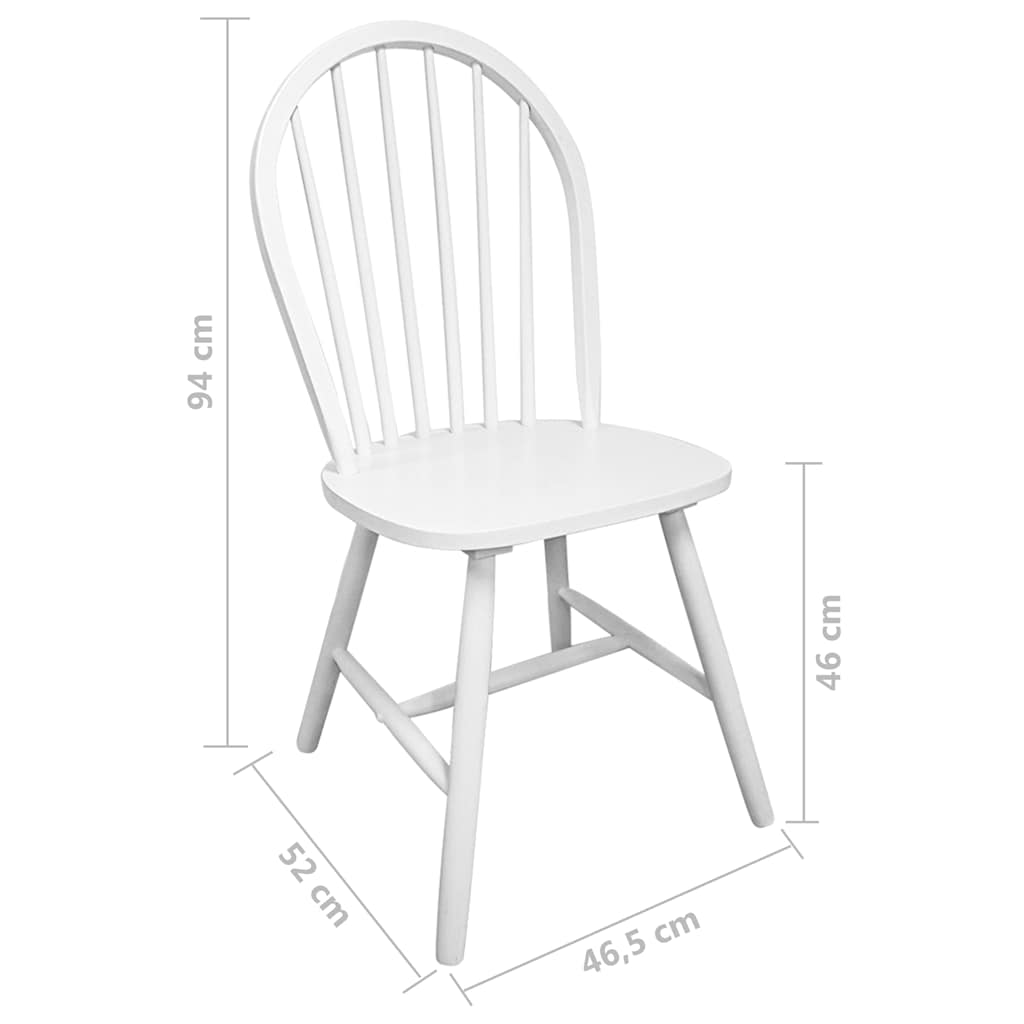 Chaises à manger lot de 4 blanc bois d'hévéa solide