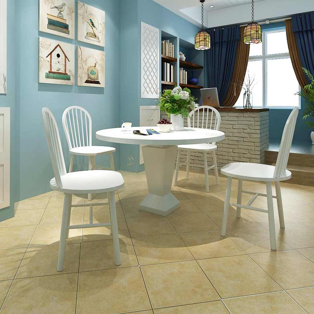Chaises à manger lot de 4 blanc bois d'hévéa solide - XIOS