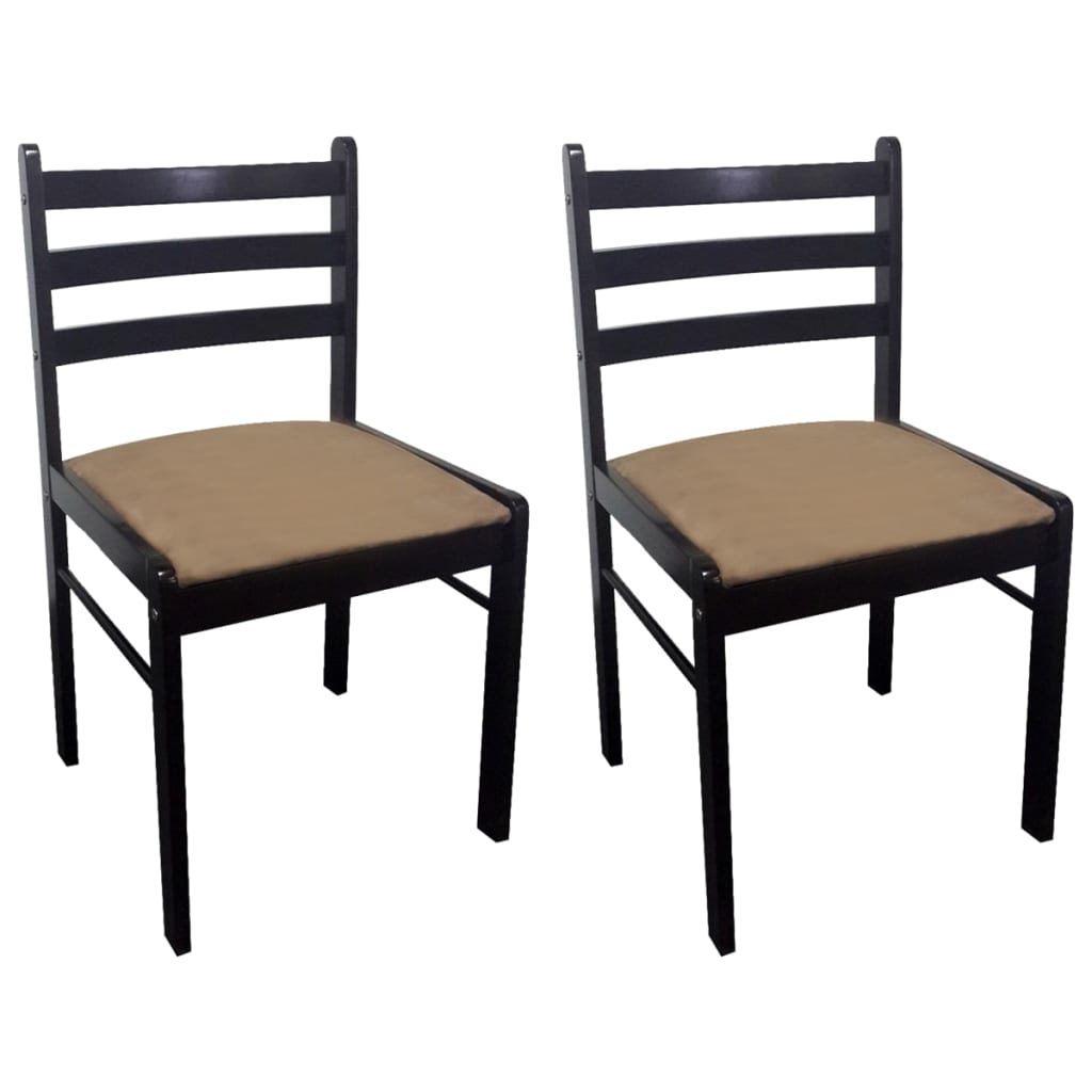 Chaises à manger lot de 2 marron hévéa solide et velours - XIOS