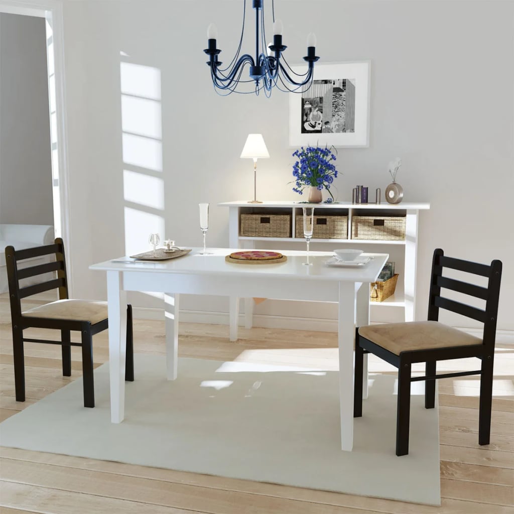 Chaises à manger lot de 2 marron hévéa solide et velours - XIOS