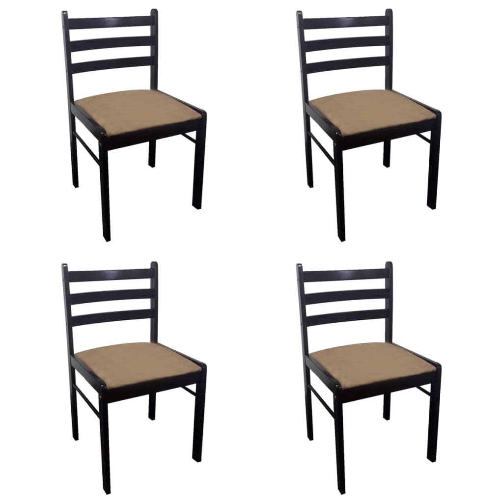Chaises à manger lot de 4 marron hévéa solide et velours - XIOS