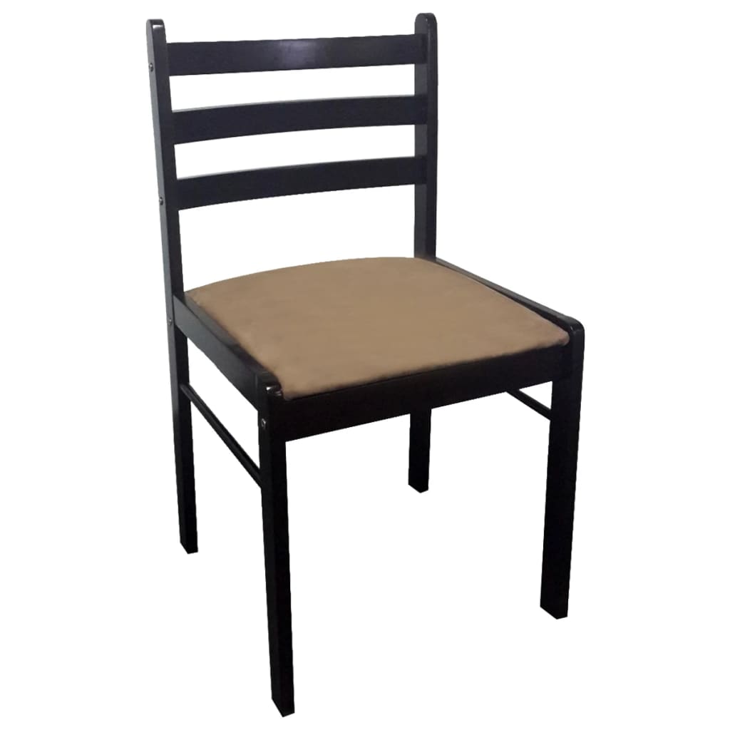 Chaises à manger lot de 4 marron hévéa solide et velours - XIOS