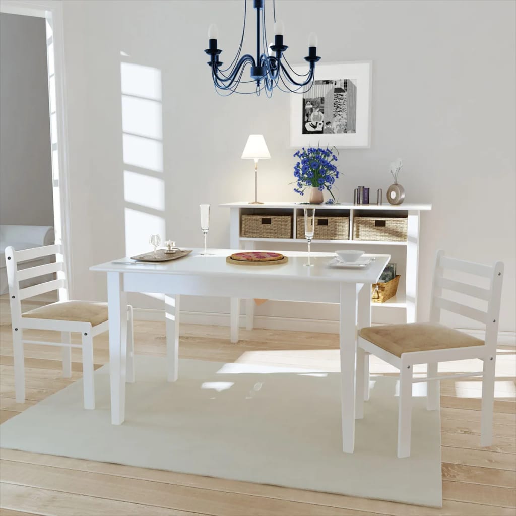 Chaises à manger lot de 2 blanc hévéa solide et velours - XIOS