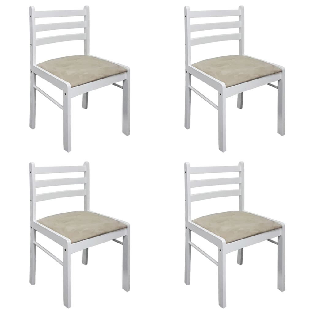 Chaises à manger lot de 4 blanc hévéa solide et velours - XIOS