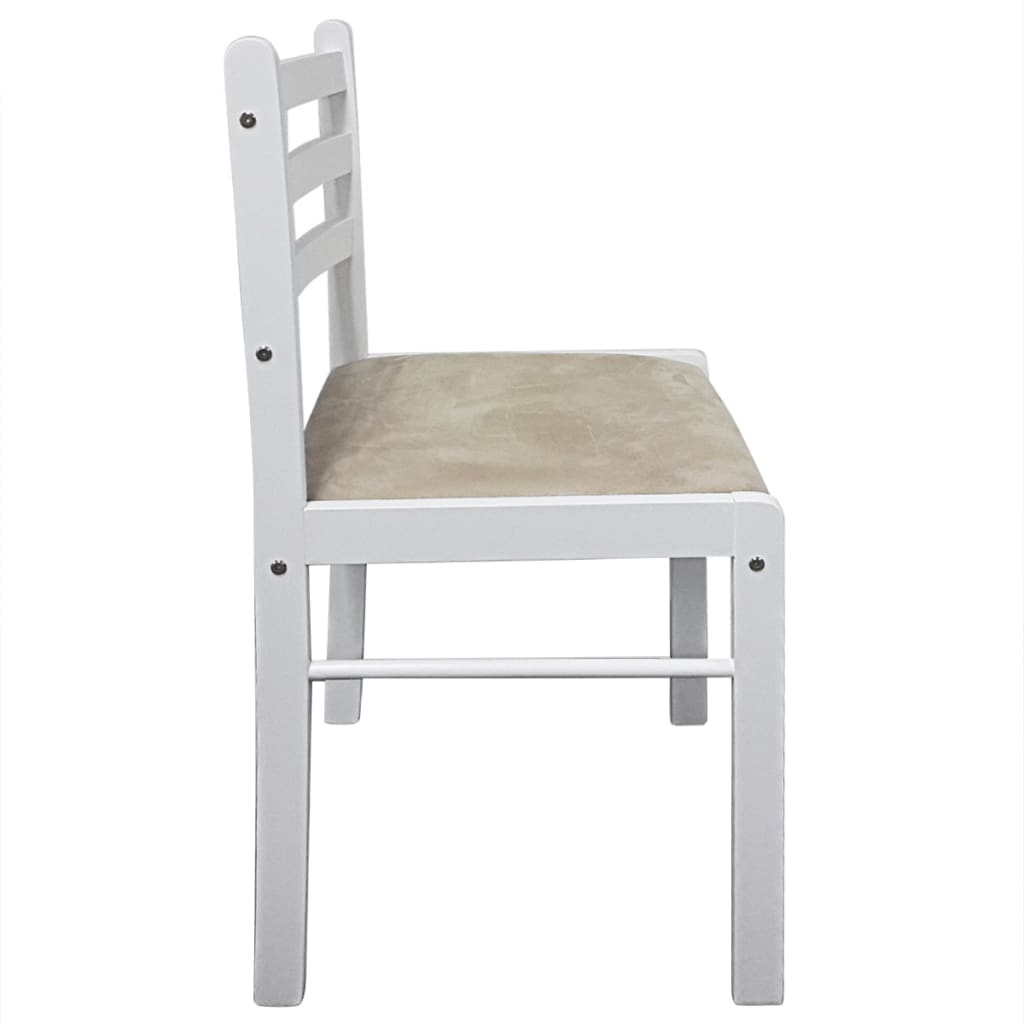 Chaises à manger lot de 4 blanc hévéa solide et velours - XIOS