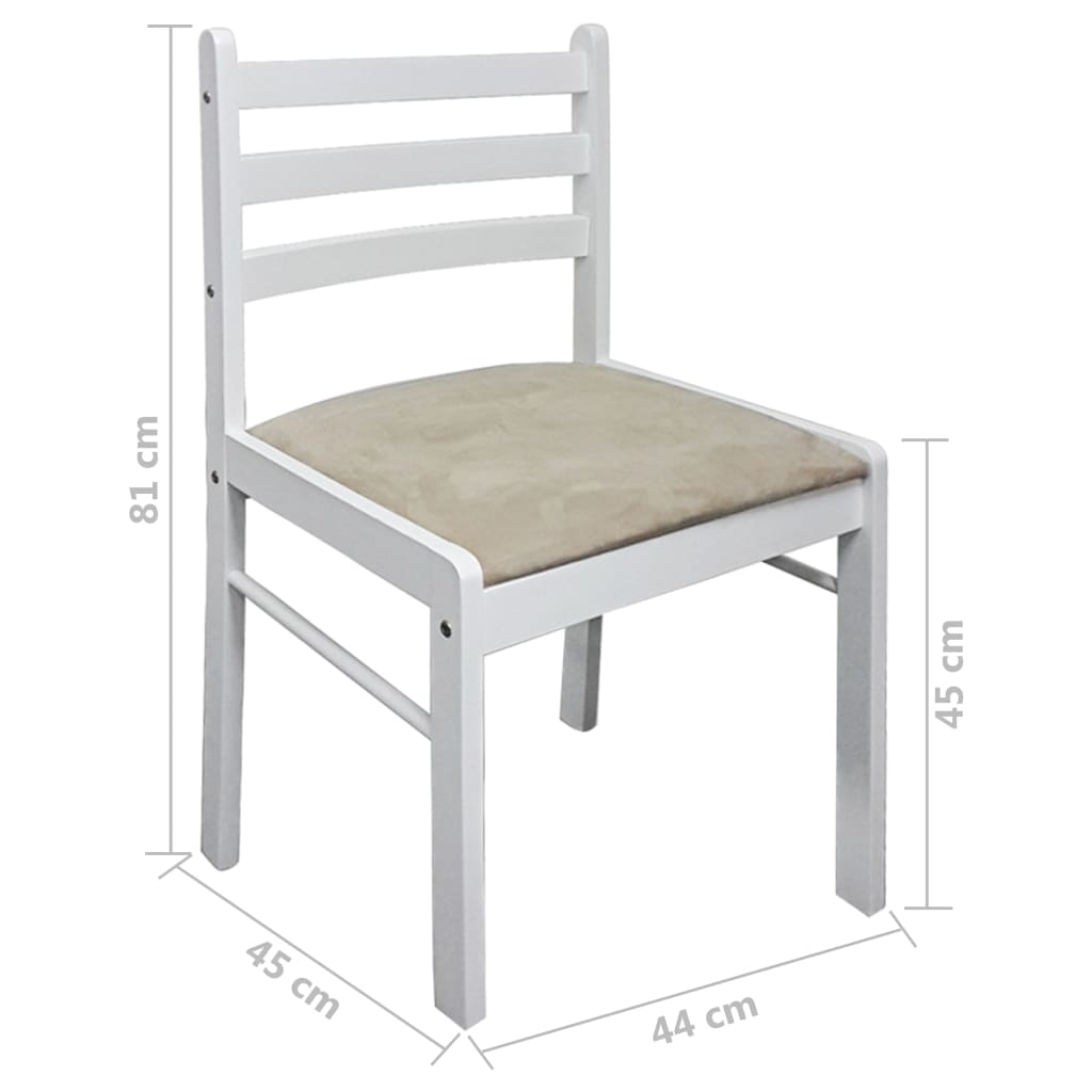 Chaises à manger lot de 4 blanc hévéa solide et velours - XIOS