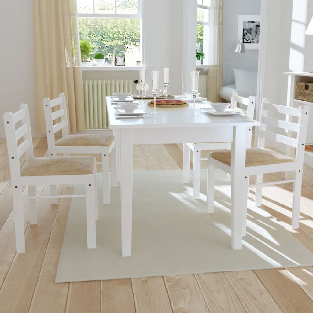 Chaises à manger lot de 4 blanc hévéa solide et velours - XIOS