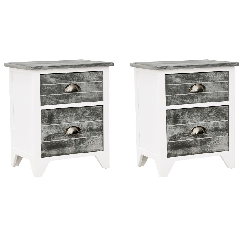 Table de chevet 2 pcs avec 2 tiroirs Gris et blanc - XIOS