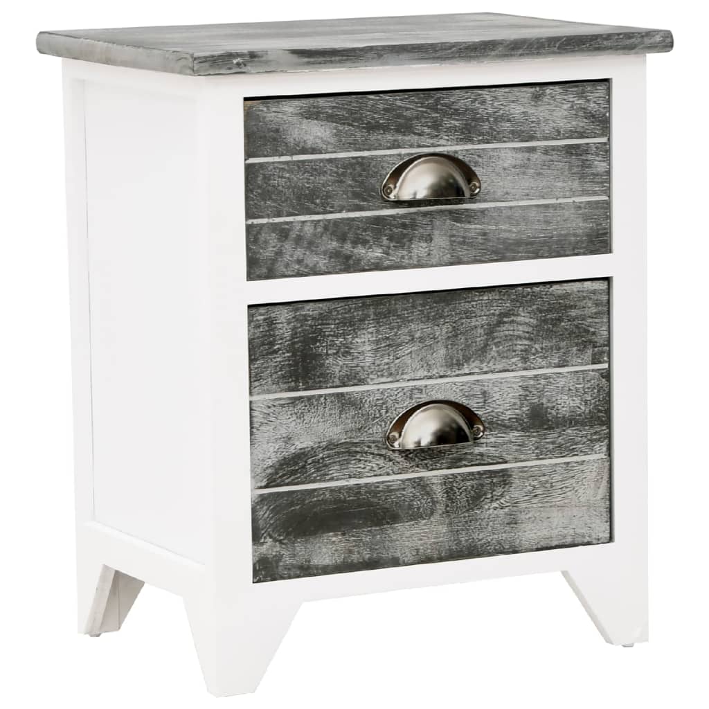 Table de chevet 2 pcs avec 2 tiroirs Gris et blanc - XIOS