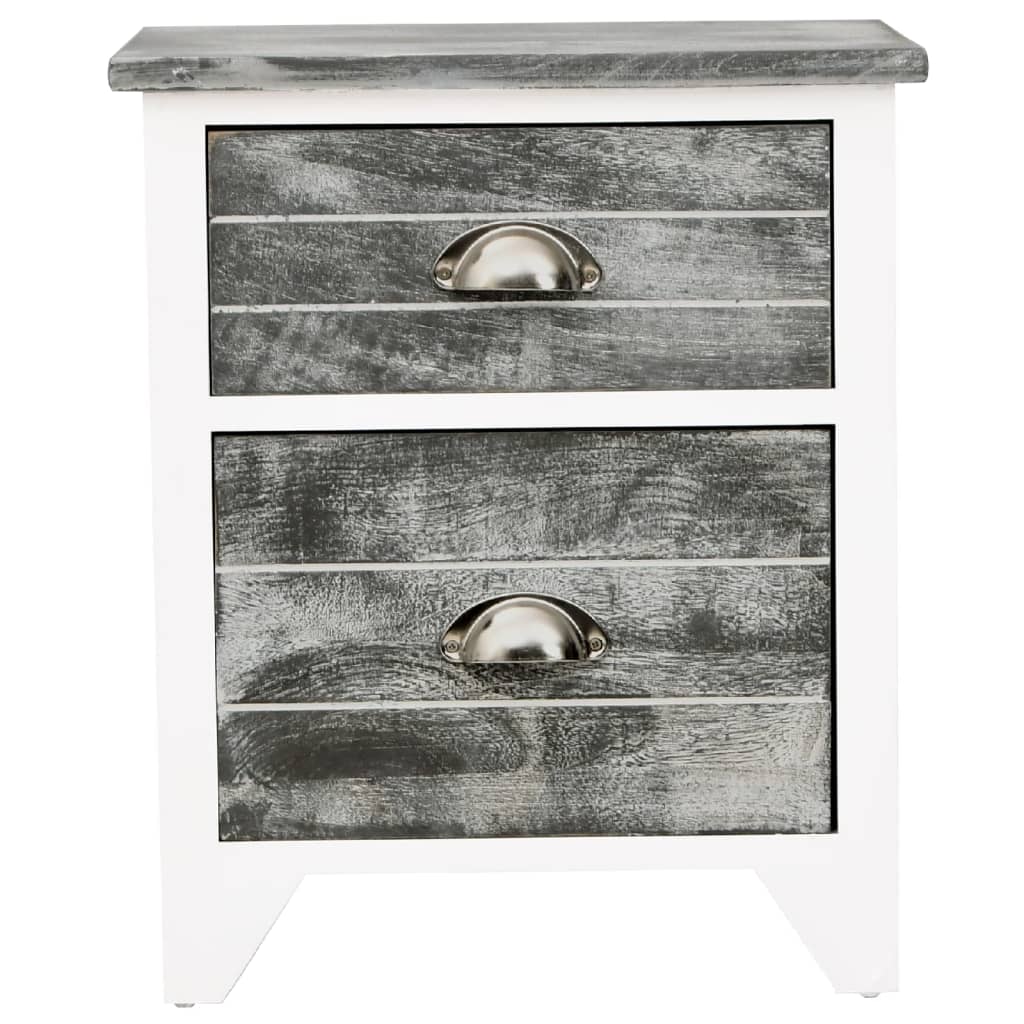 Table de chevet 2 pcs avec 2 tiroirs Gris et blanc - XIOS