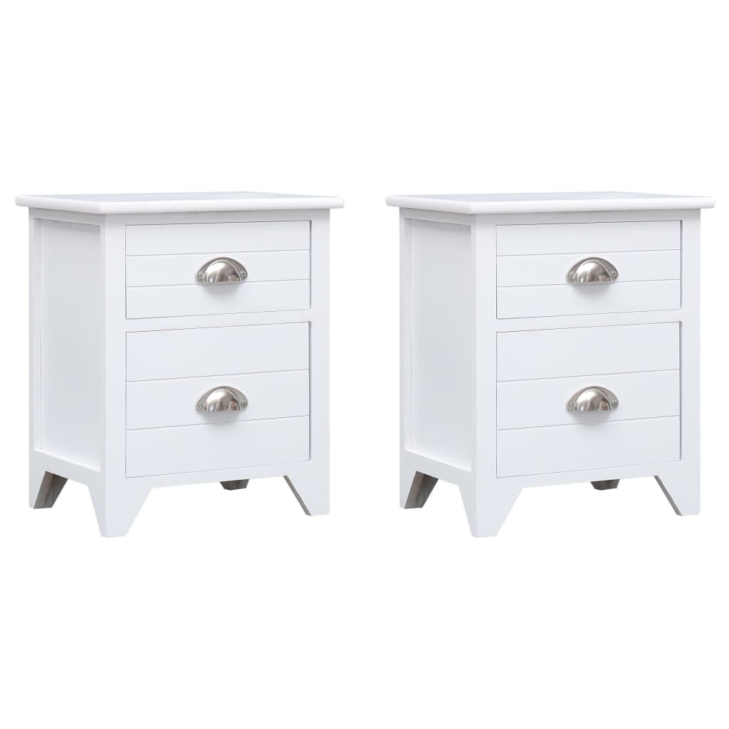 Table de chevet 2 pcs avec 2 tiroirs Blanc - XIOS
