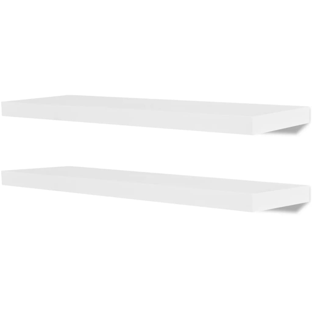 2 Étagères murales MDF Blanc Rangement de livres/DVD - XIOS