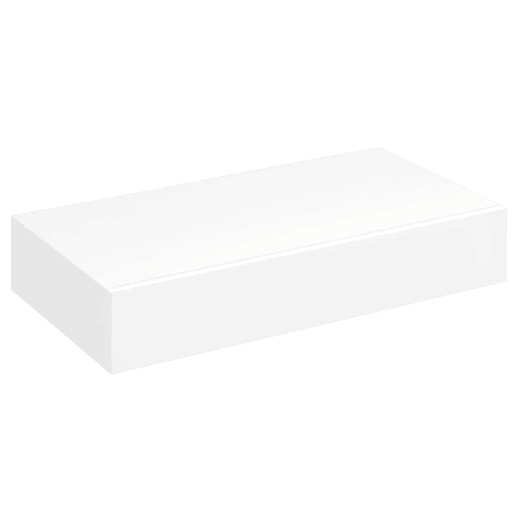 Étagère murale avec 1 tiroir MDF Blanc Rangement de livres/DVD - XIOS