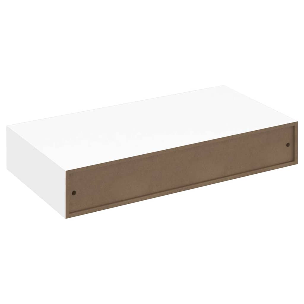 Étagère murale avec 1 tiroir MDF Blanc Rangement de livres/DVD - XIOS